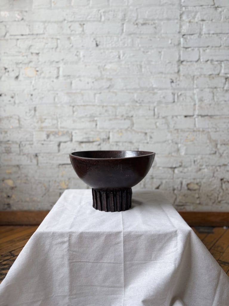 Dark Rust Pedestal Bowl