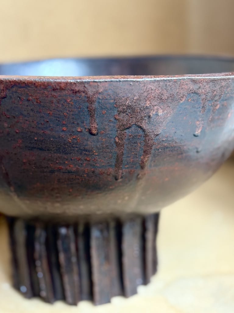Dark Rust Pedestal Bowl