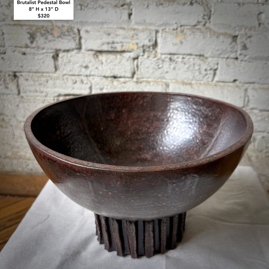 Dark Rust Pedestal Bowl