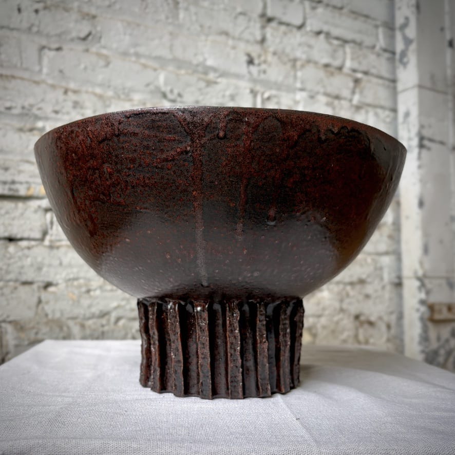 Dark Rust Pedestal Bowl
