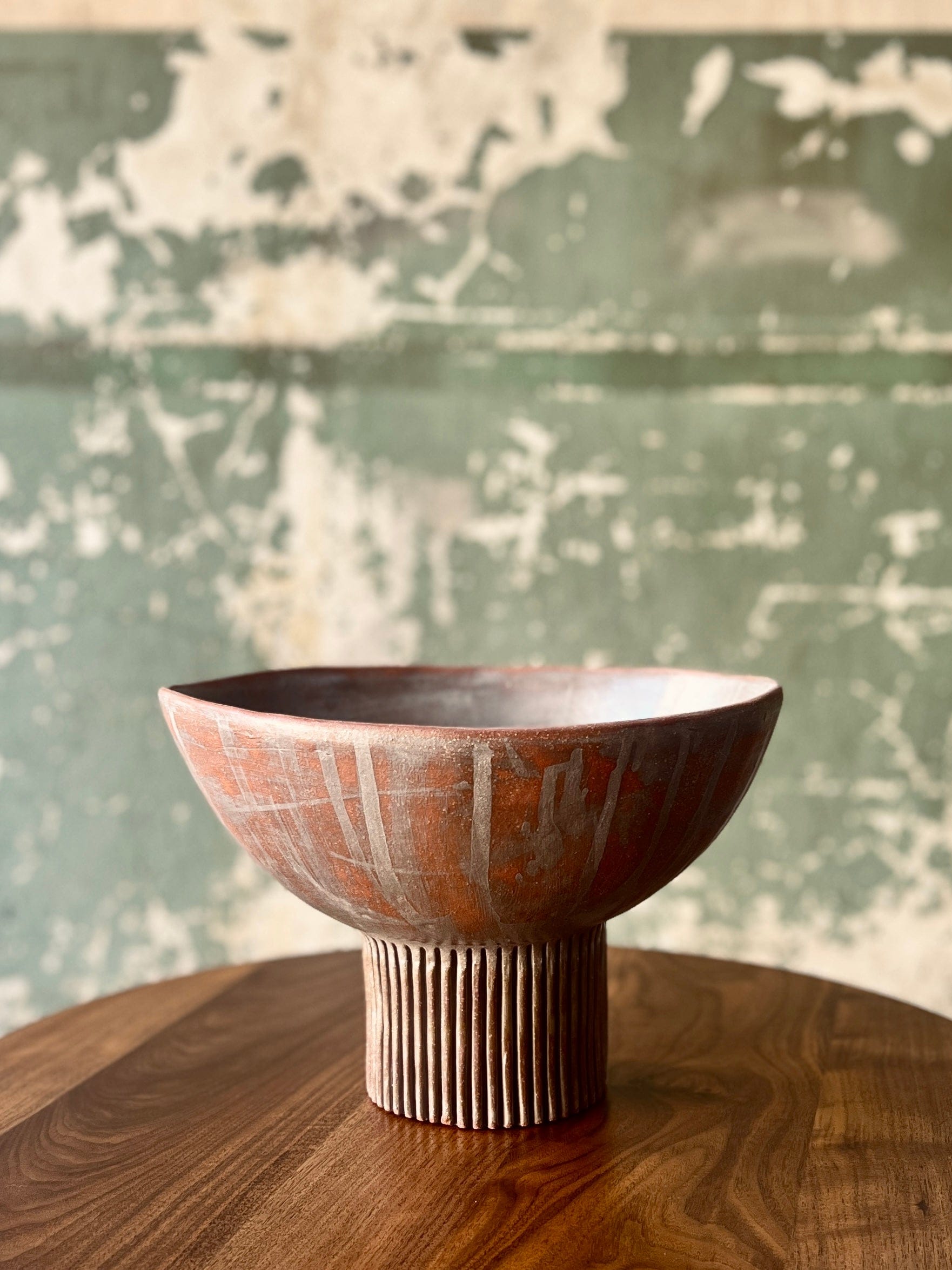 Red Iron Clay Pedestal Bowl