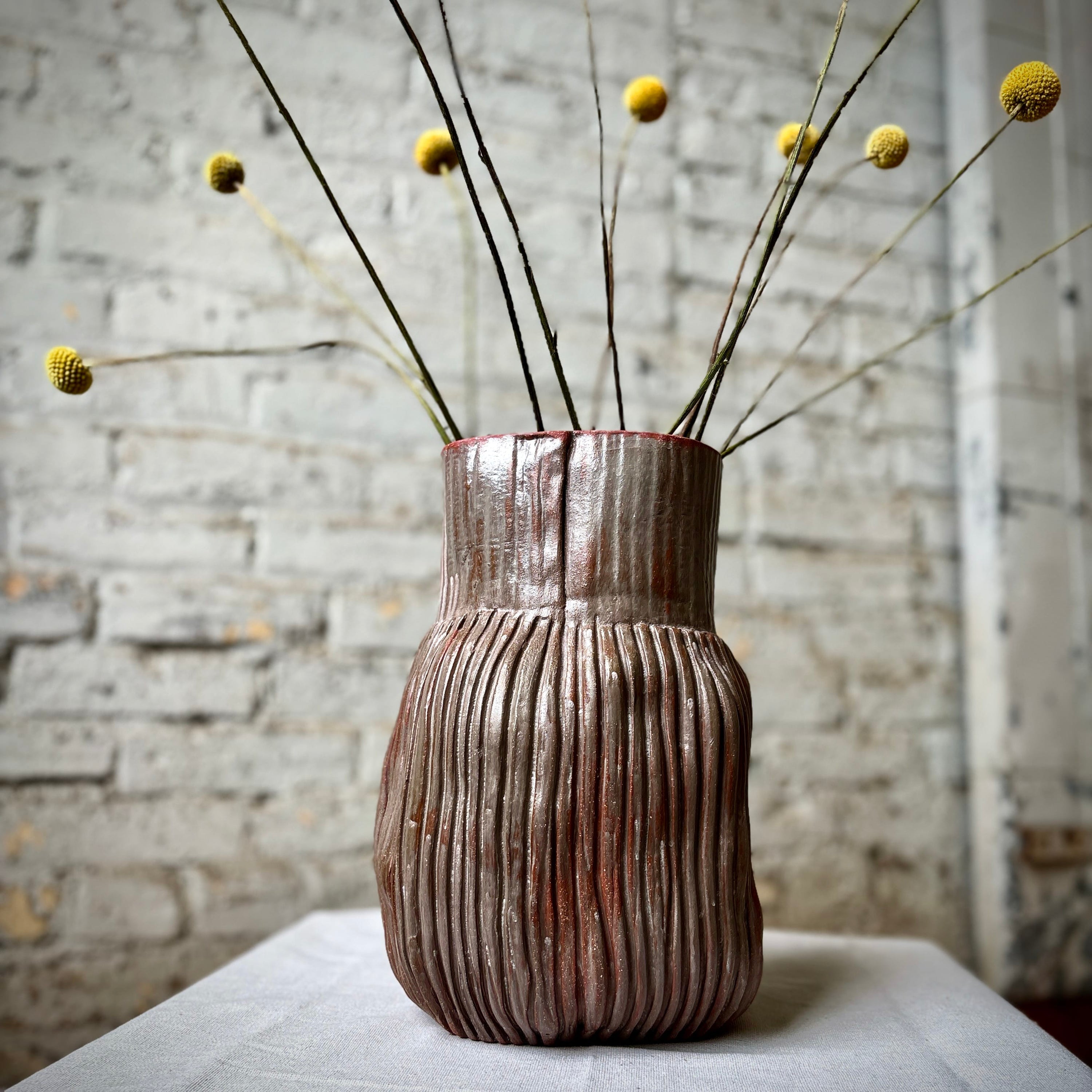 Red Iron Drip Vase