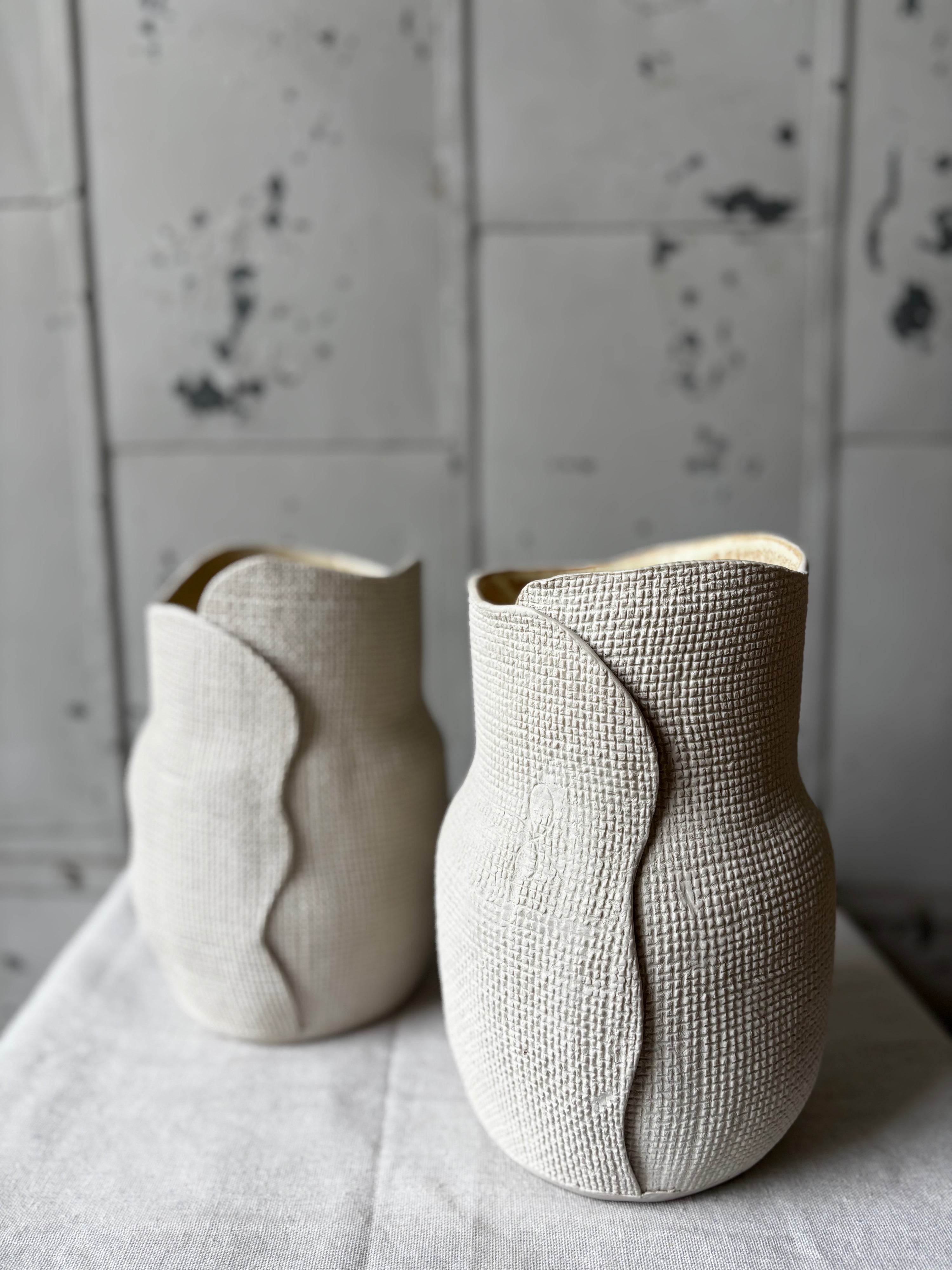 Burlap Wave Vases