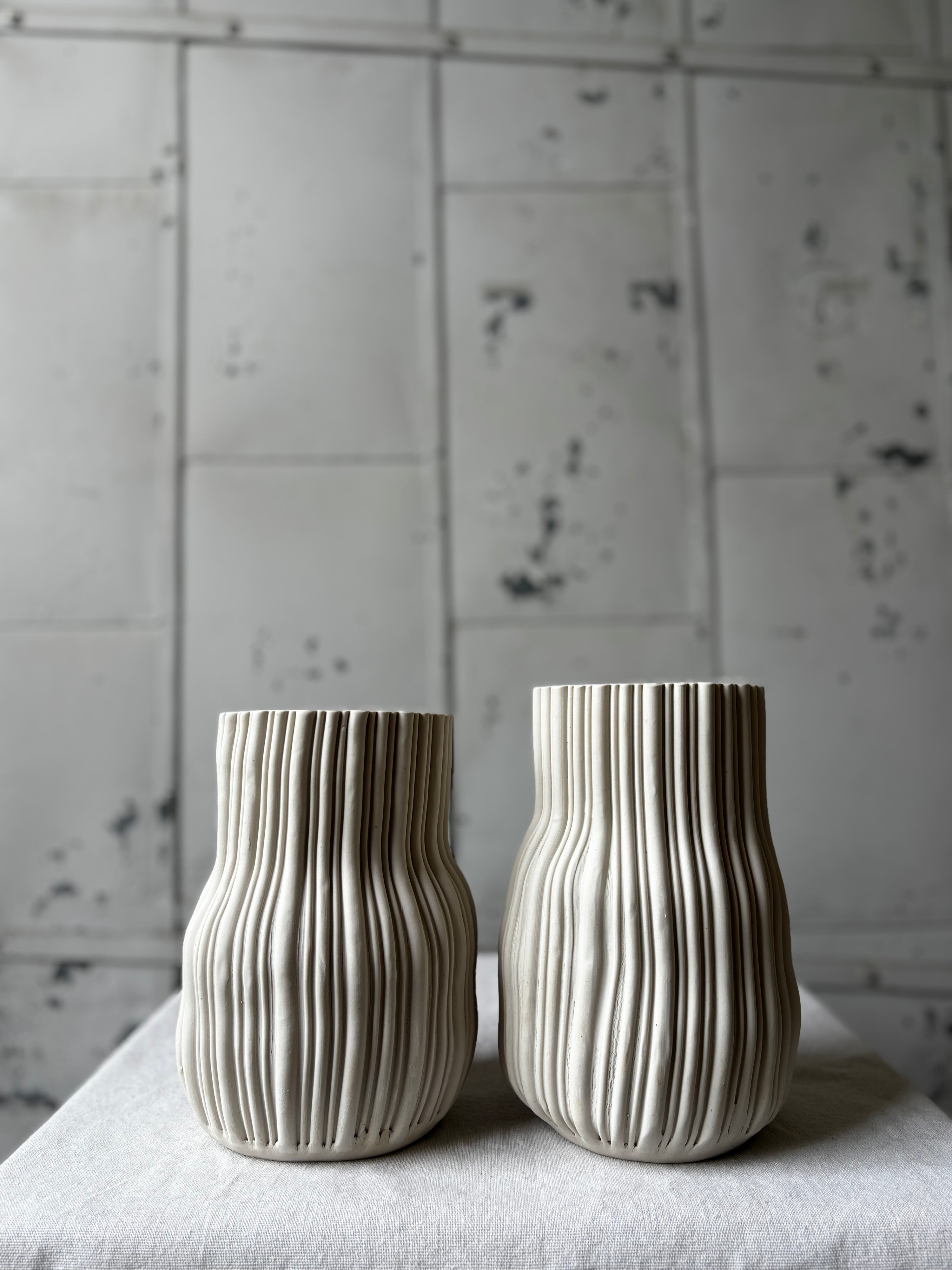 Striated Bottle Vases